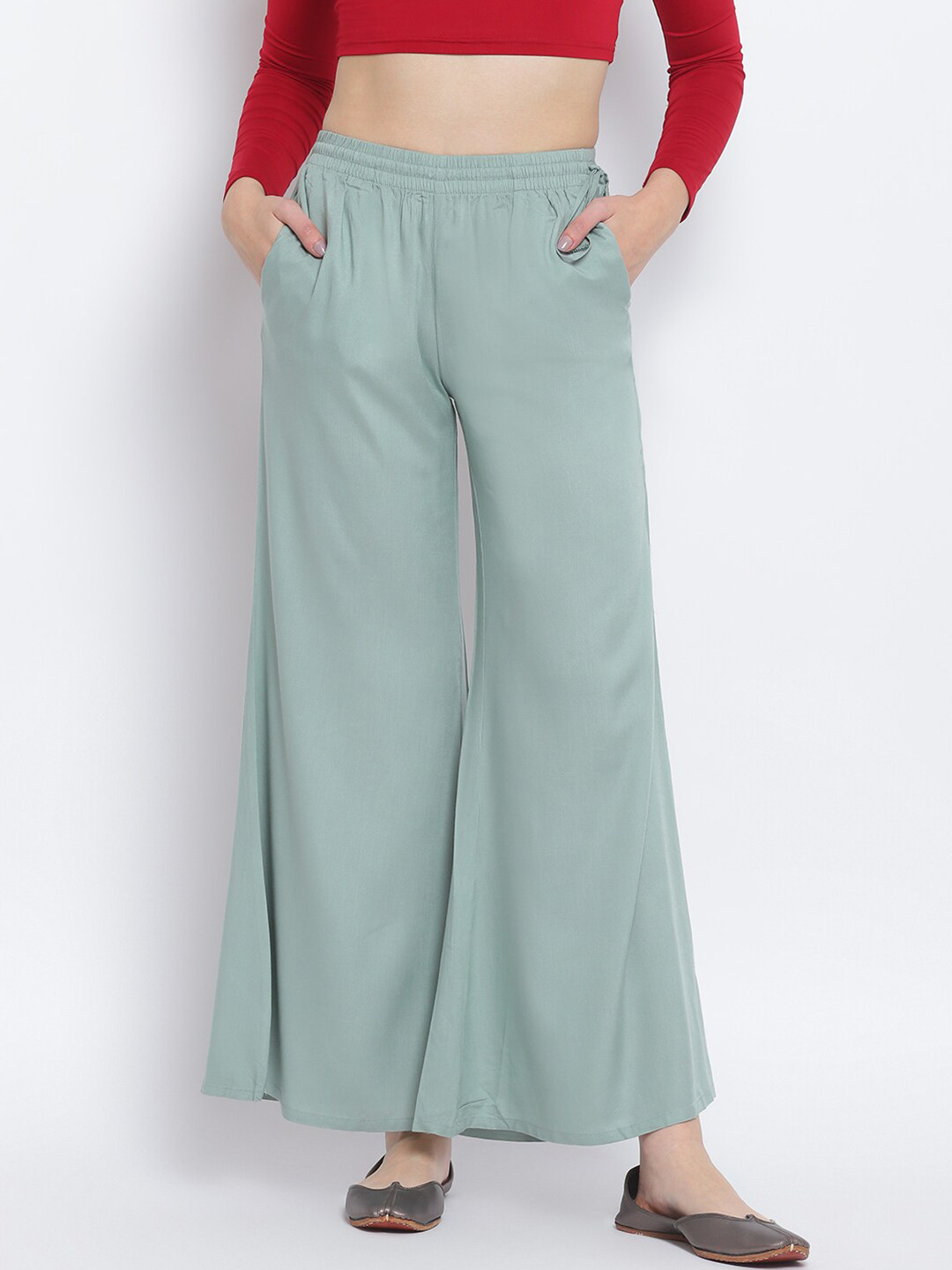 

Lakshita Women Blue Solid Chambray Palazzos