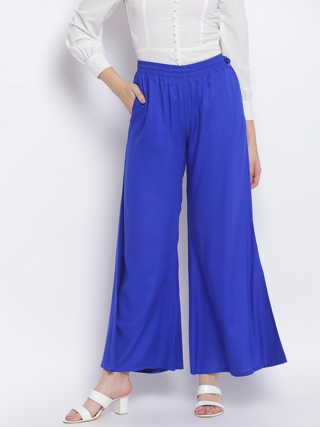 

Lakshita Women Blue Solid Flared Palazzos