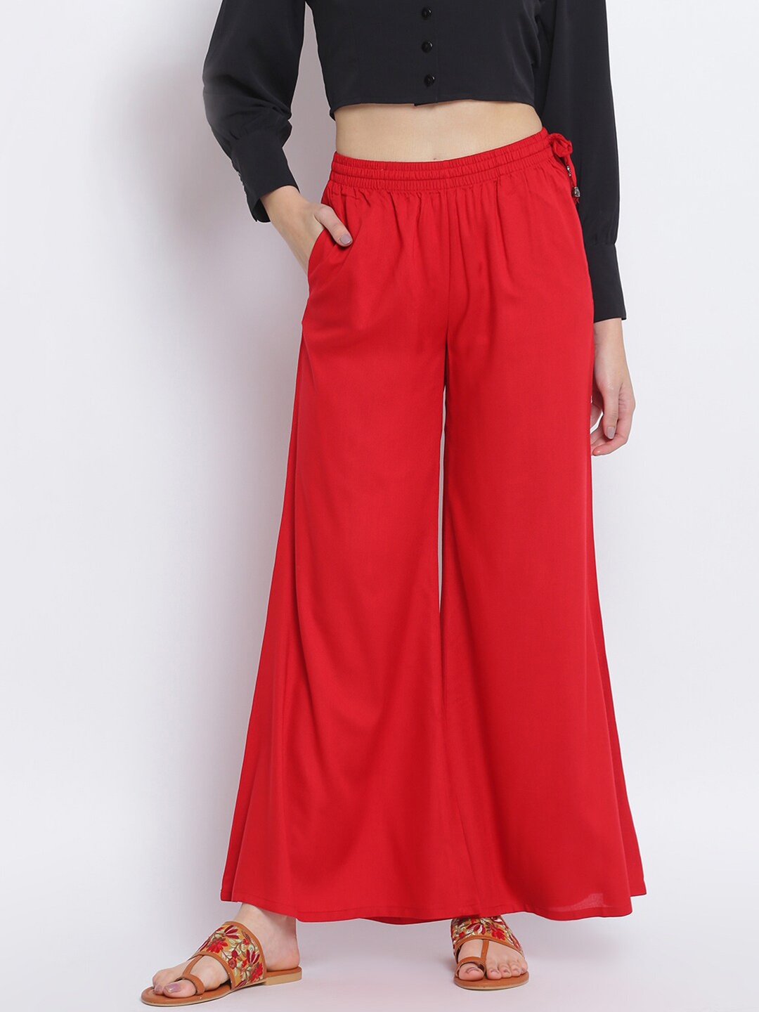 

Lakshita Women Red Chambray Palazzos