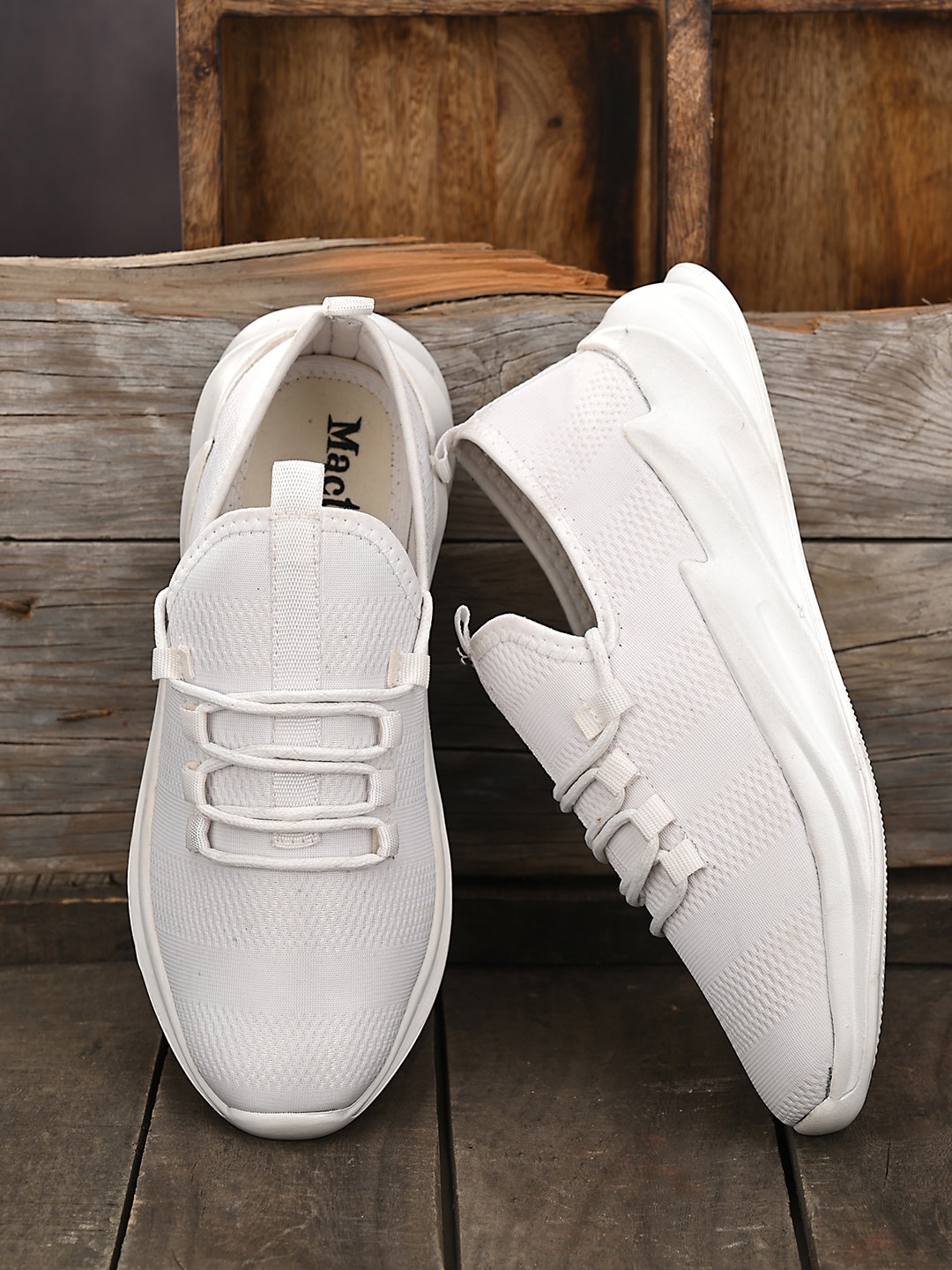 

Mactree Men White Perforations PU Sneakers