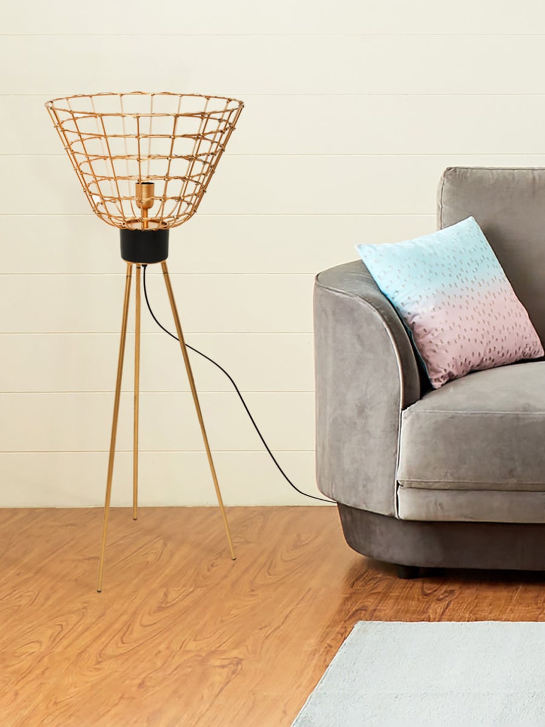 

Home Centre Gold-Toned Textured Metal Floor Lamp
