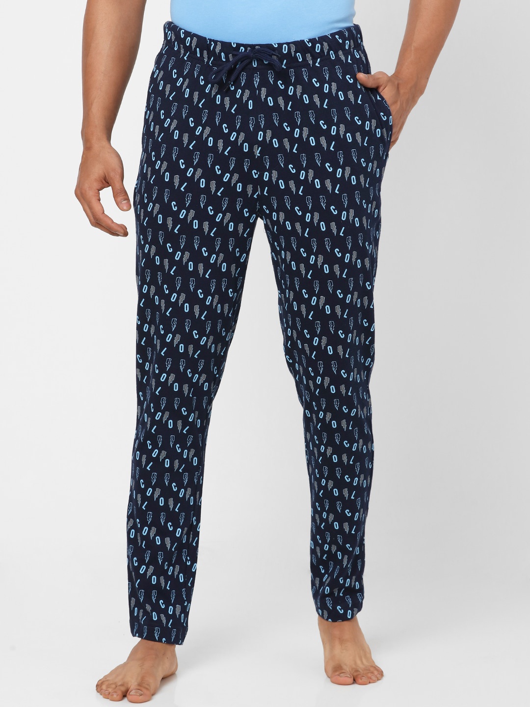 

Ajile by Pantaloons Men Navy Blue Cotton Printed Lounge Pants