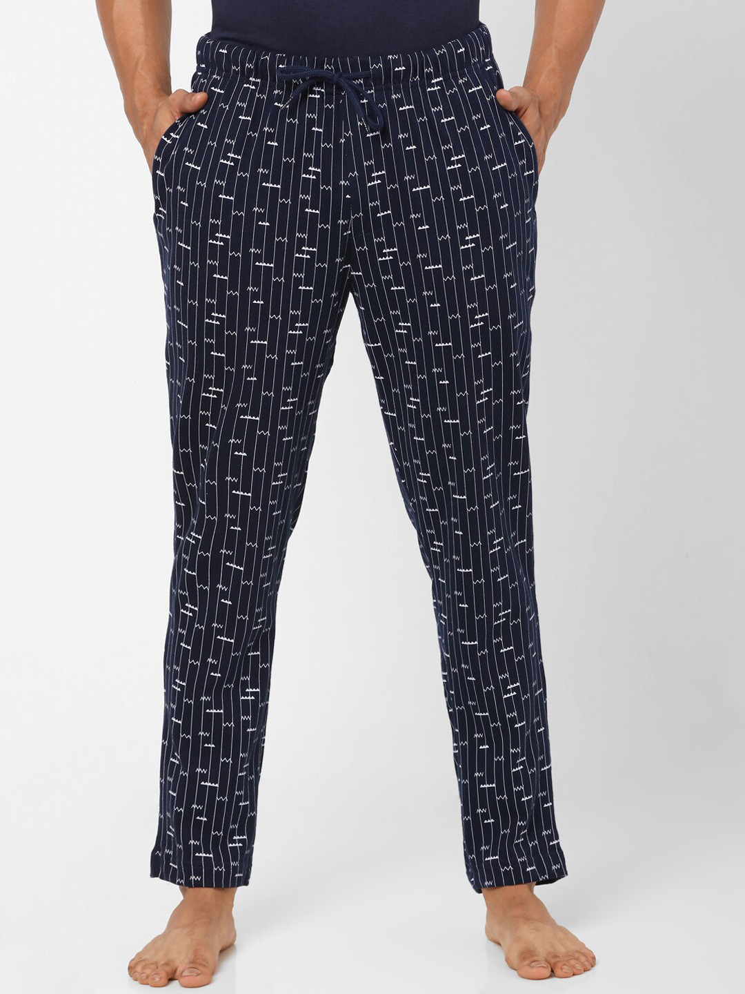 

Ajile by Pantaloons Men Navy Blue Printed Cotton Lounge Pants