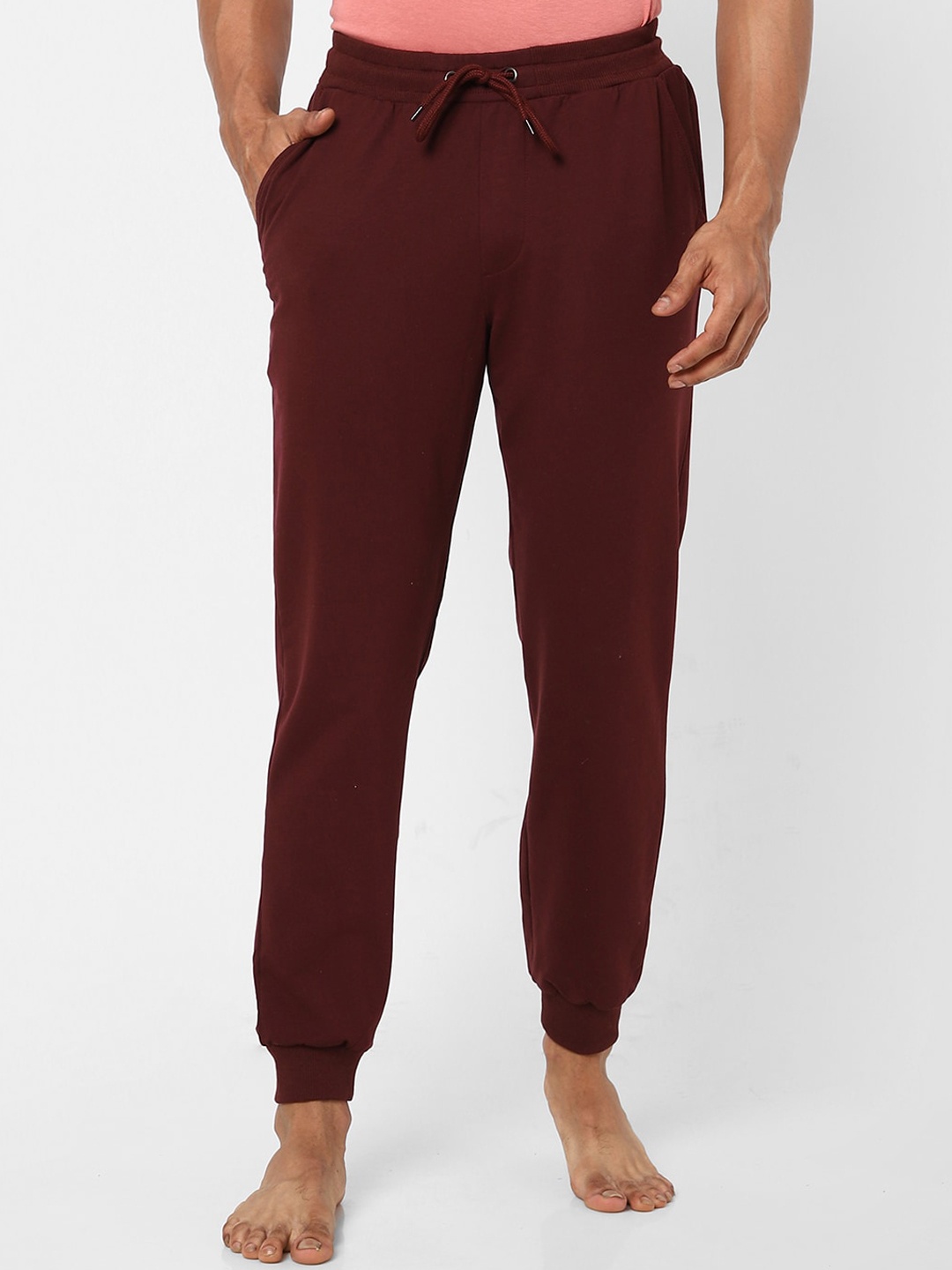 

Ajile by Pantaloons Men Maroon Solid Cotton Lounge Pants