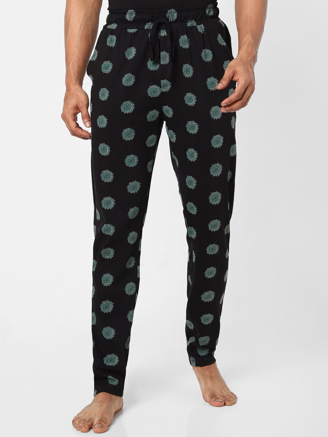 

Ajile by Pantaloons Men Black Printed Lounge Pants
