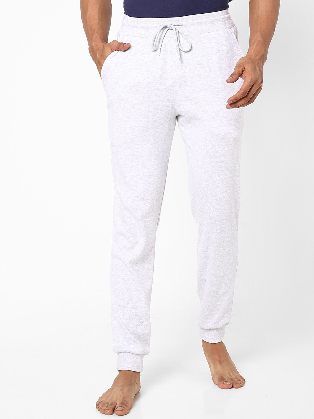 

Ajile by Pantaloons Men Grey Melange Solid Pure Cotton Track Pants