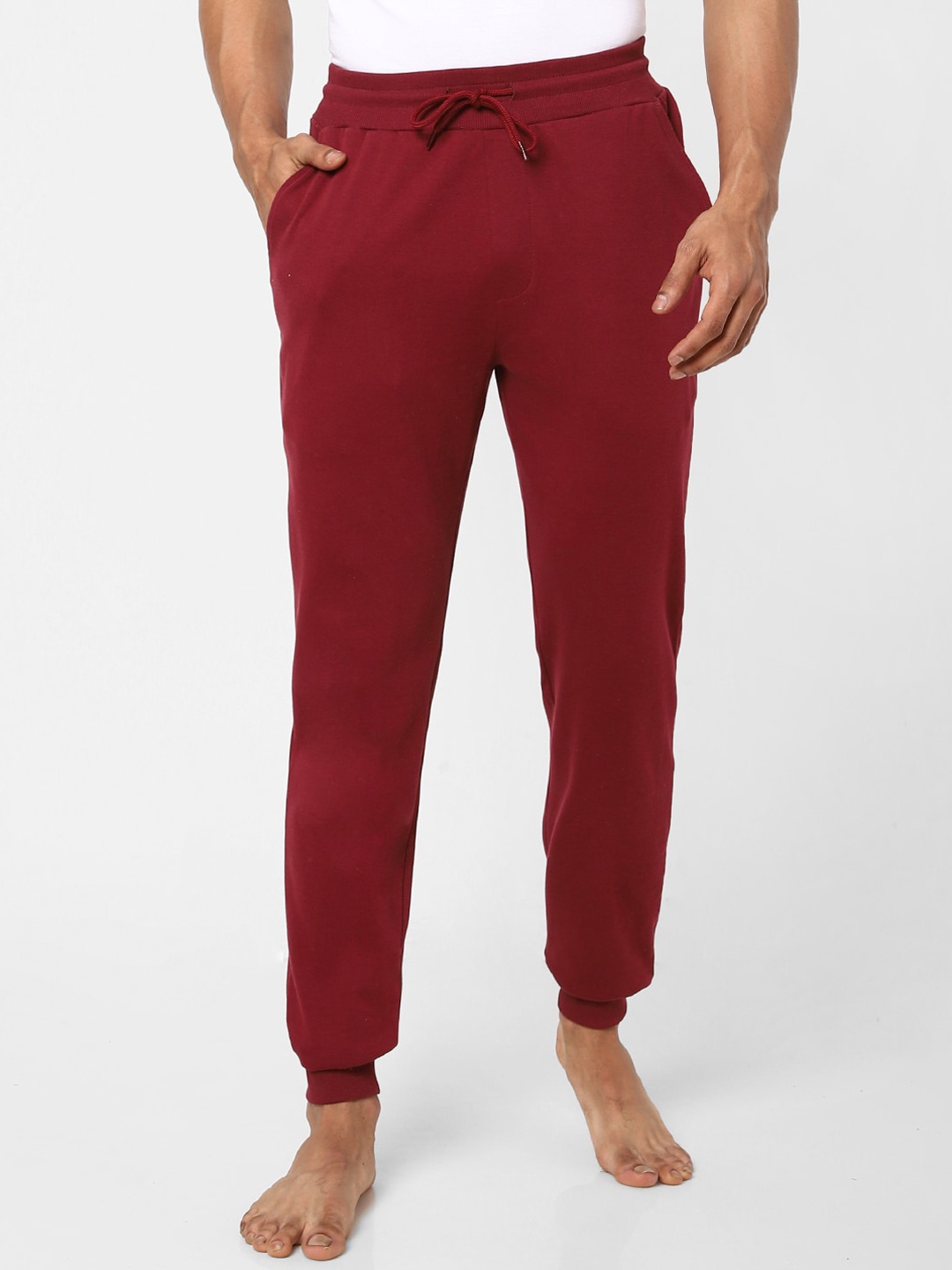 

Ajile by Pantaloons Men Maroon Solid Cotton Lounge Pants