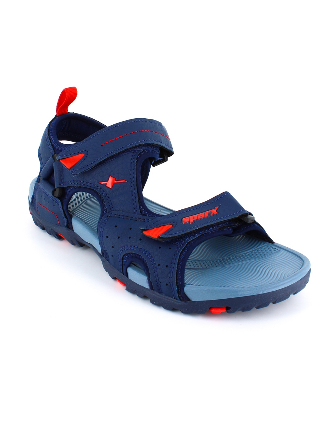 

Sparx Men Navy Blue & Red Solid Floater Sandals