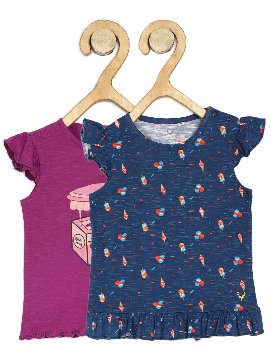 

Allen Solly Junior Pack of 2 Pure Cotton Print Top, Purple