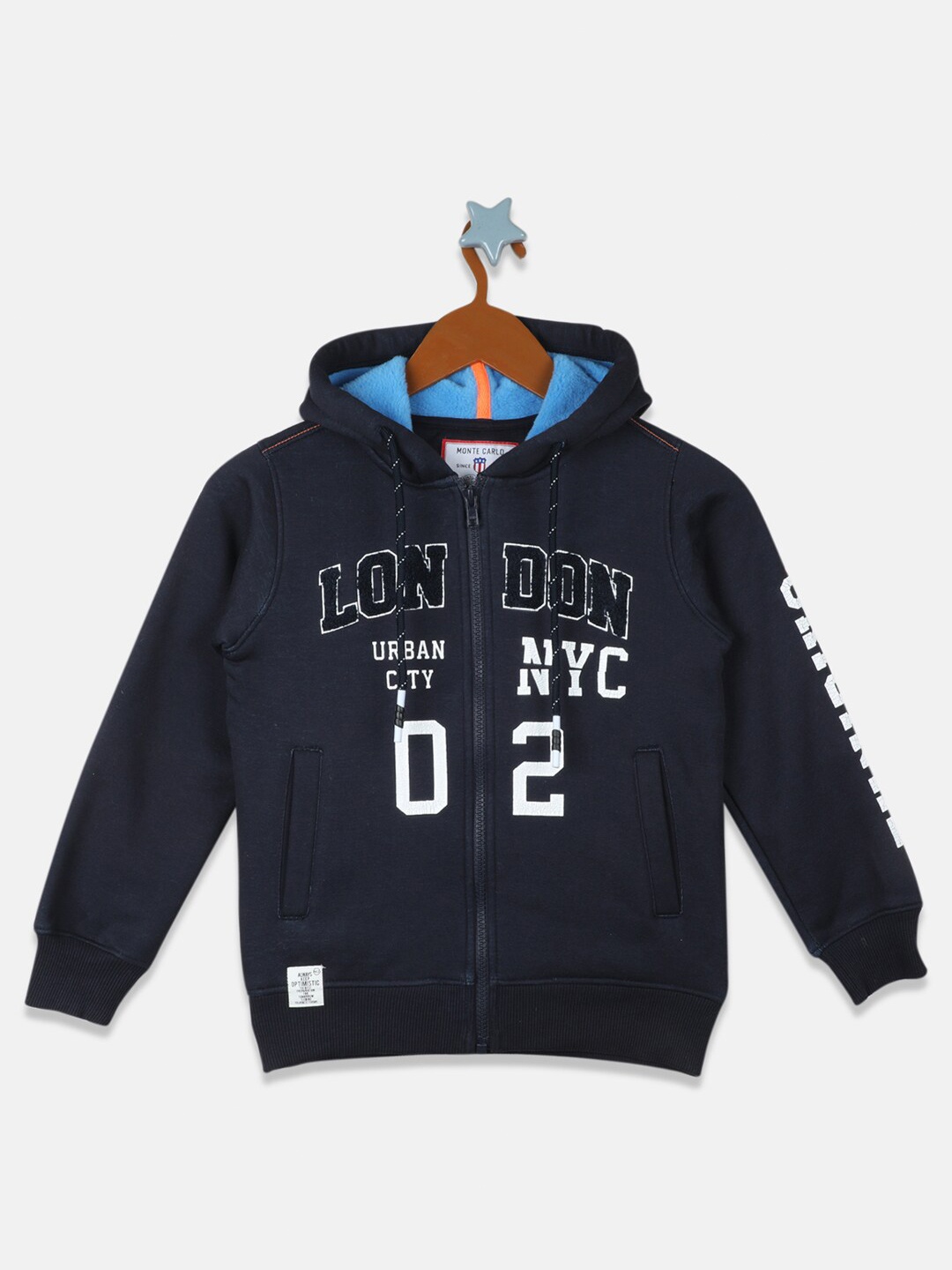 

Monte Carlo Boys Navy Blue Printed Hooded Sweatshirt