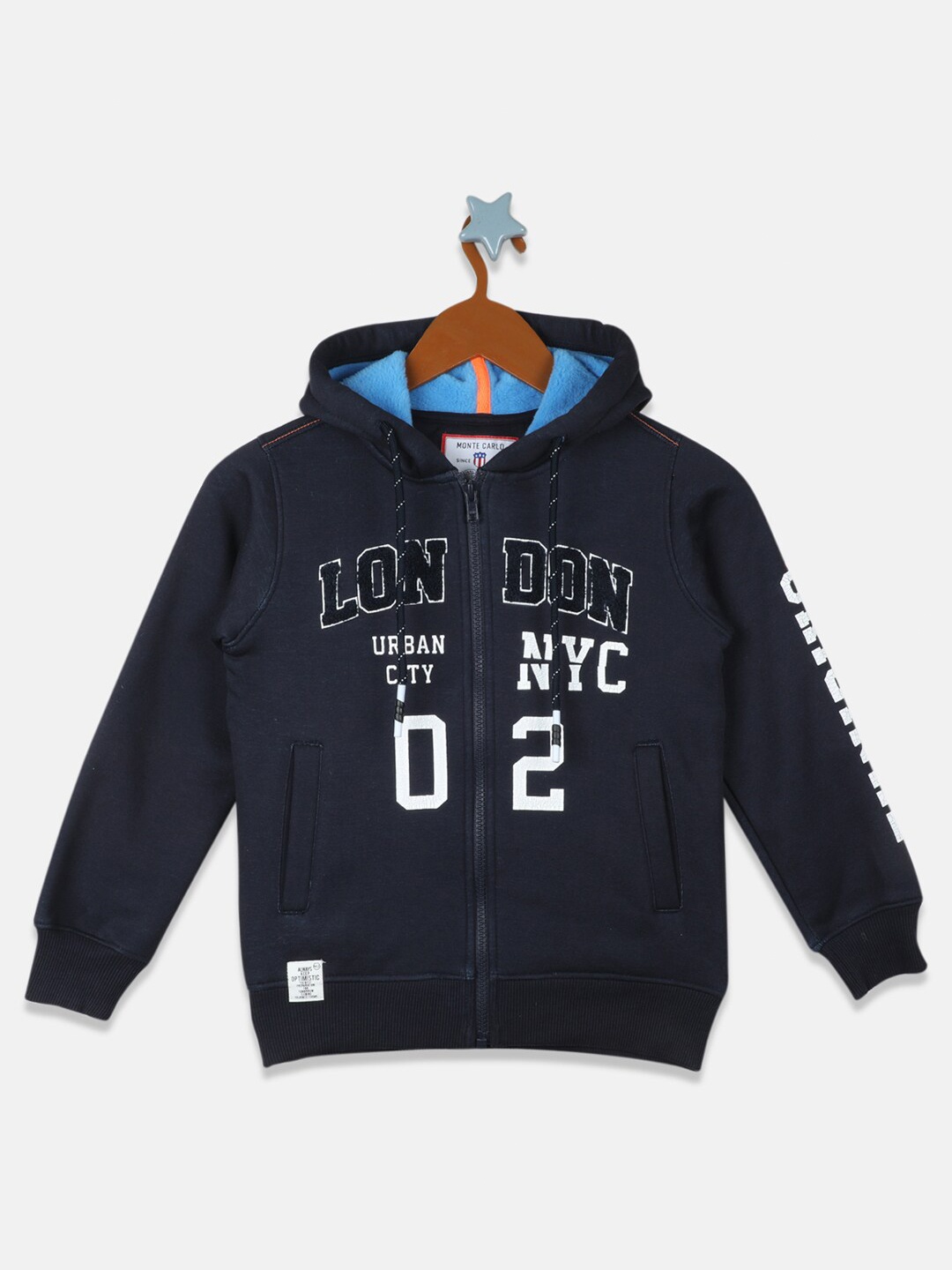

Monte Carlo Boys Navy Blue Printed Hooded Sweatshirt