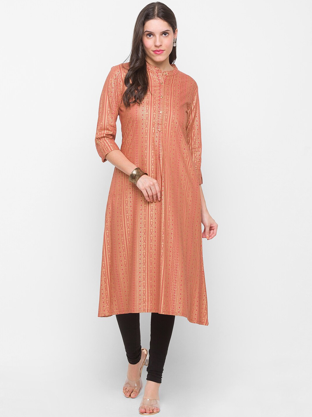 

Globus Women Coral Printed Kurta