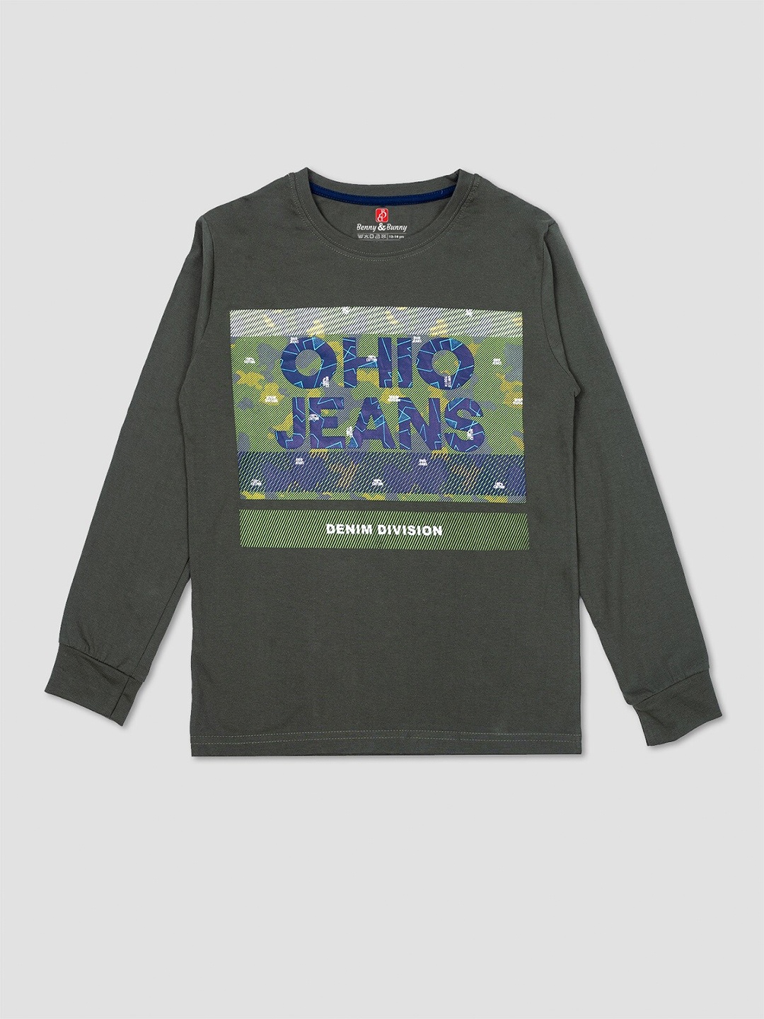 

Benny n Bunny Boys Olive Green Printed Pure Cotton T-shirt