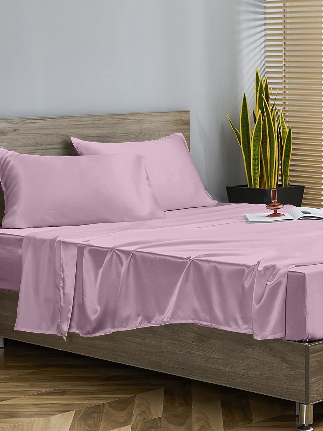 

LINENWALAS Happy Sleeping Set Of 2 Lavender Solid 300 GSM Pillow Covers