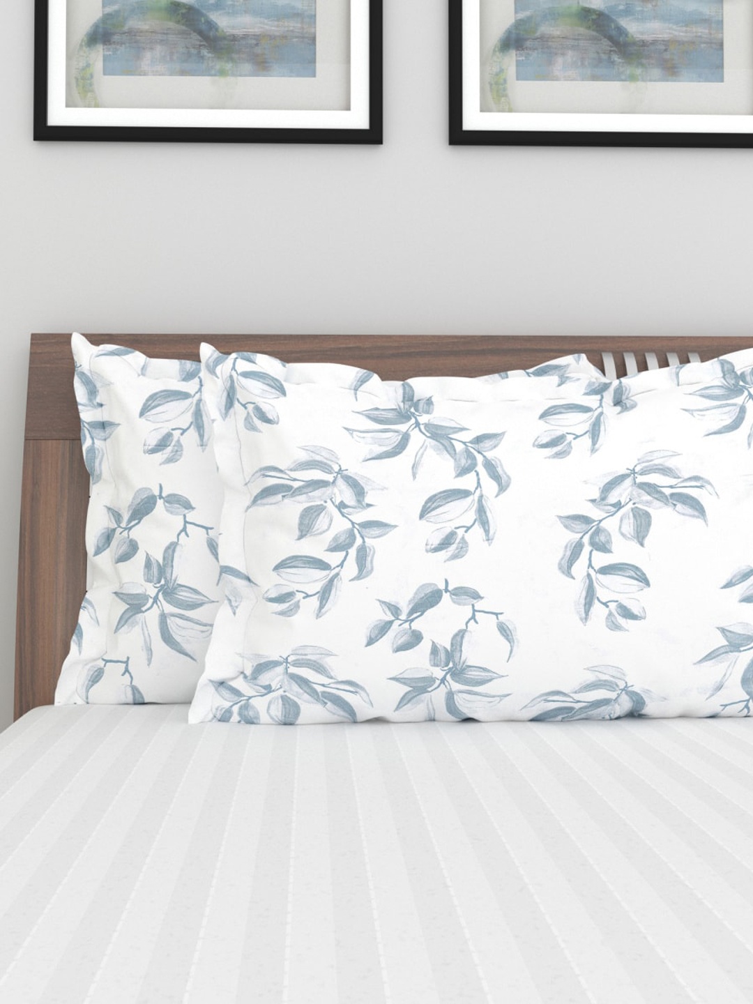 

Home Centre Set of 4 White & Printed Cotton Pillow Covers