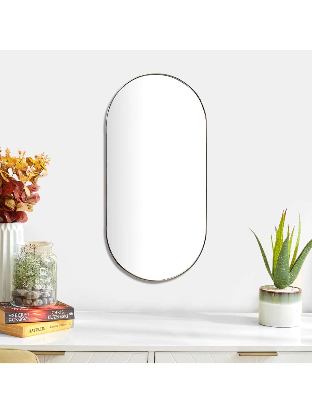

Home Centre Gold-Toned Metal Oval Wall Decor Mirror