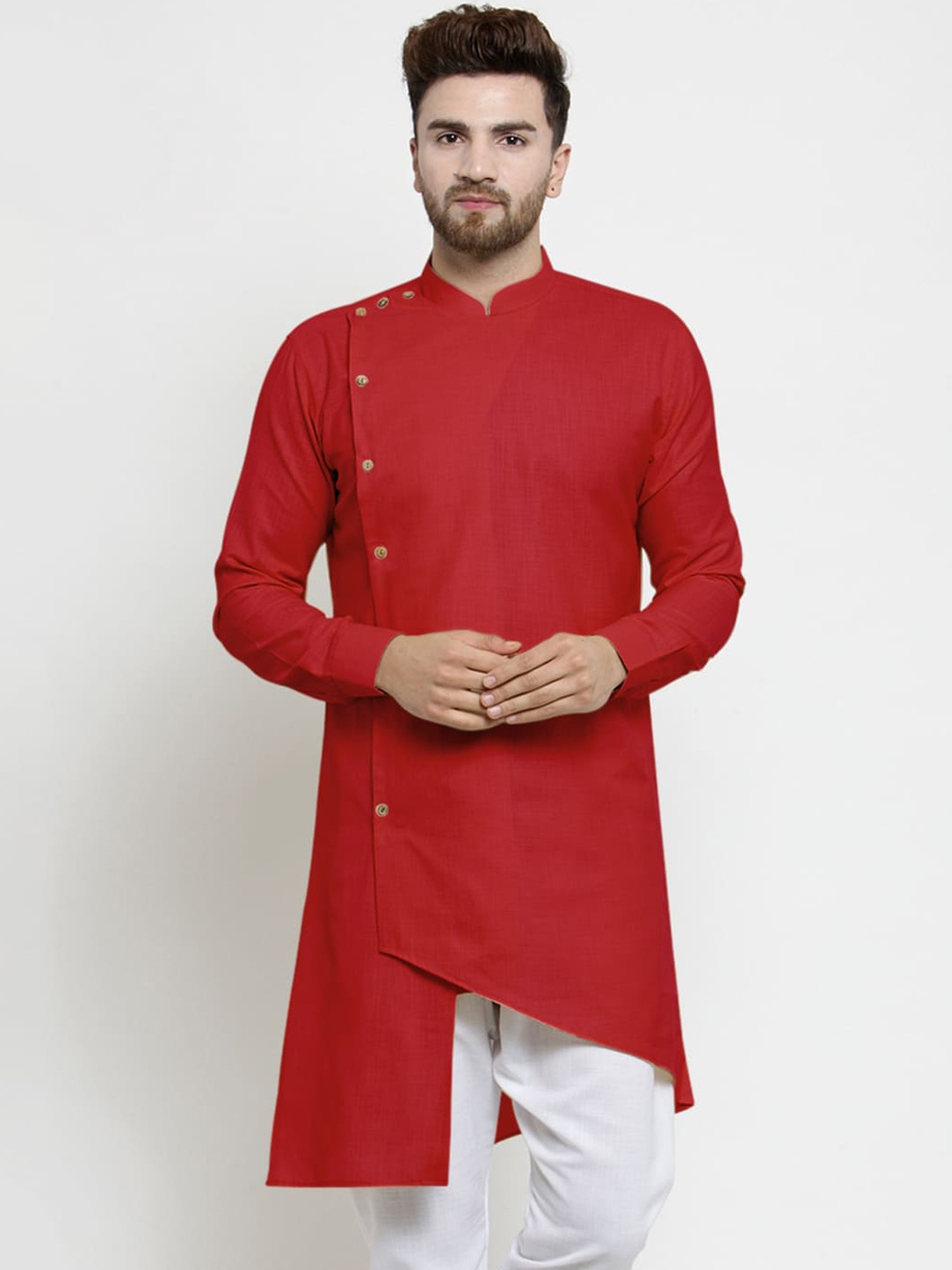 

TREEMODA Men Red Pure Cotton Kurta