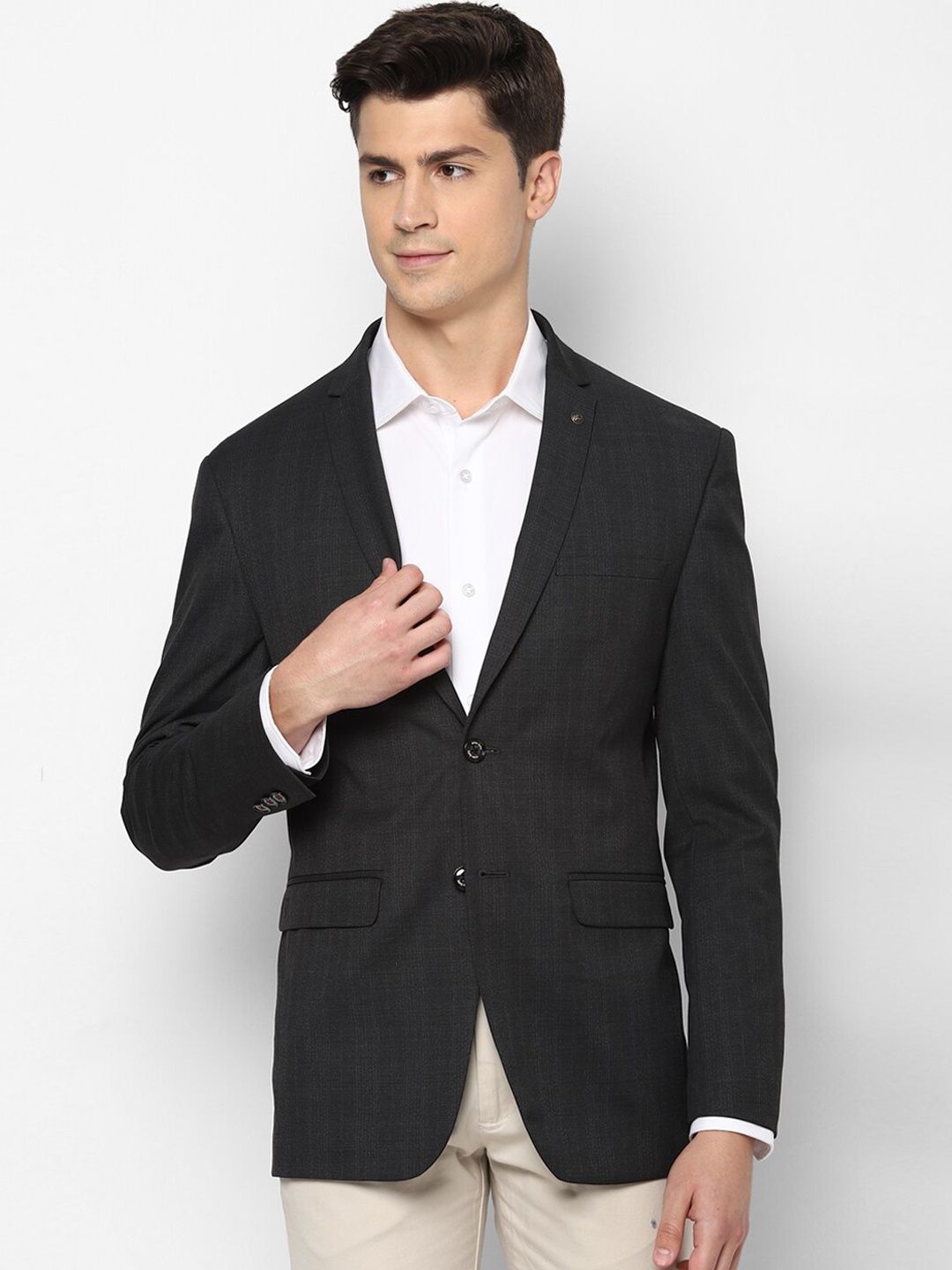 

Allen Solly Men Black Checked Slim-Fit Single-Breasted Blazer