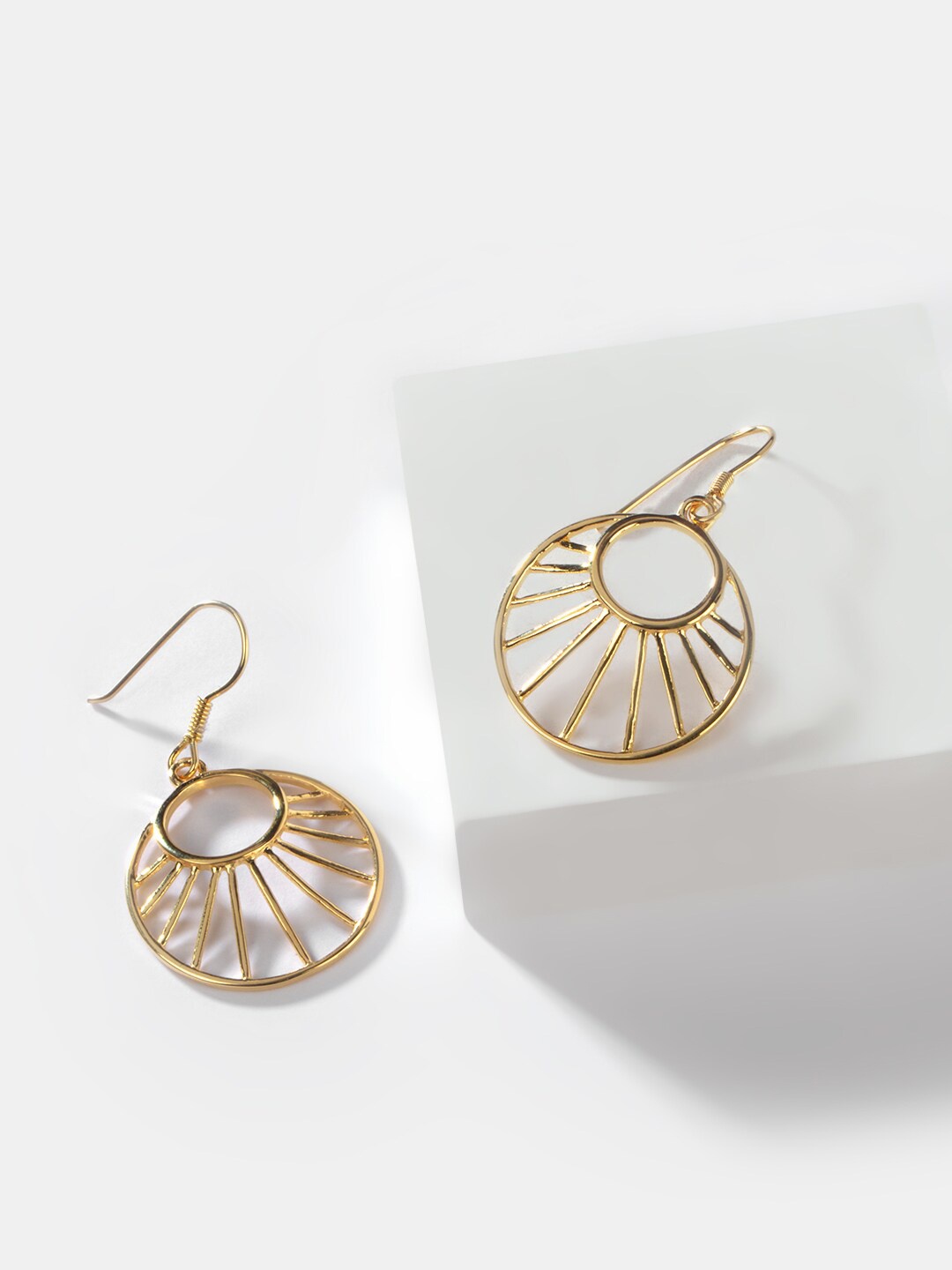 

SHAYA Gold-Toned Contemporary Drop Earrings
