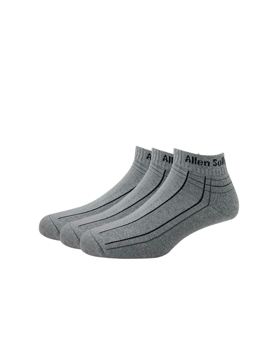 

Allen Solly Men Pack Of 3 Patterned Ankle-Length Socks, Grey melange