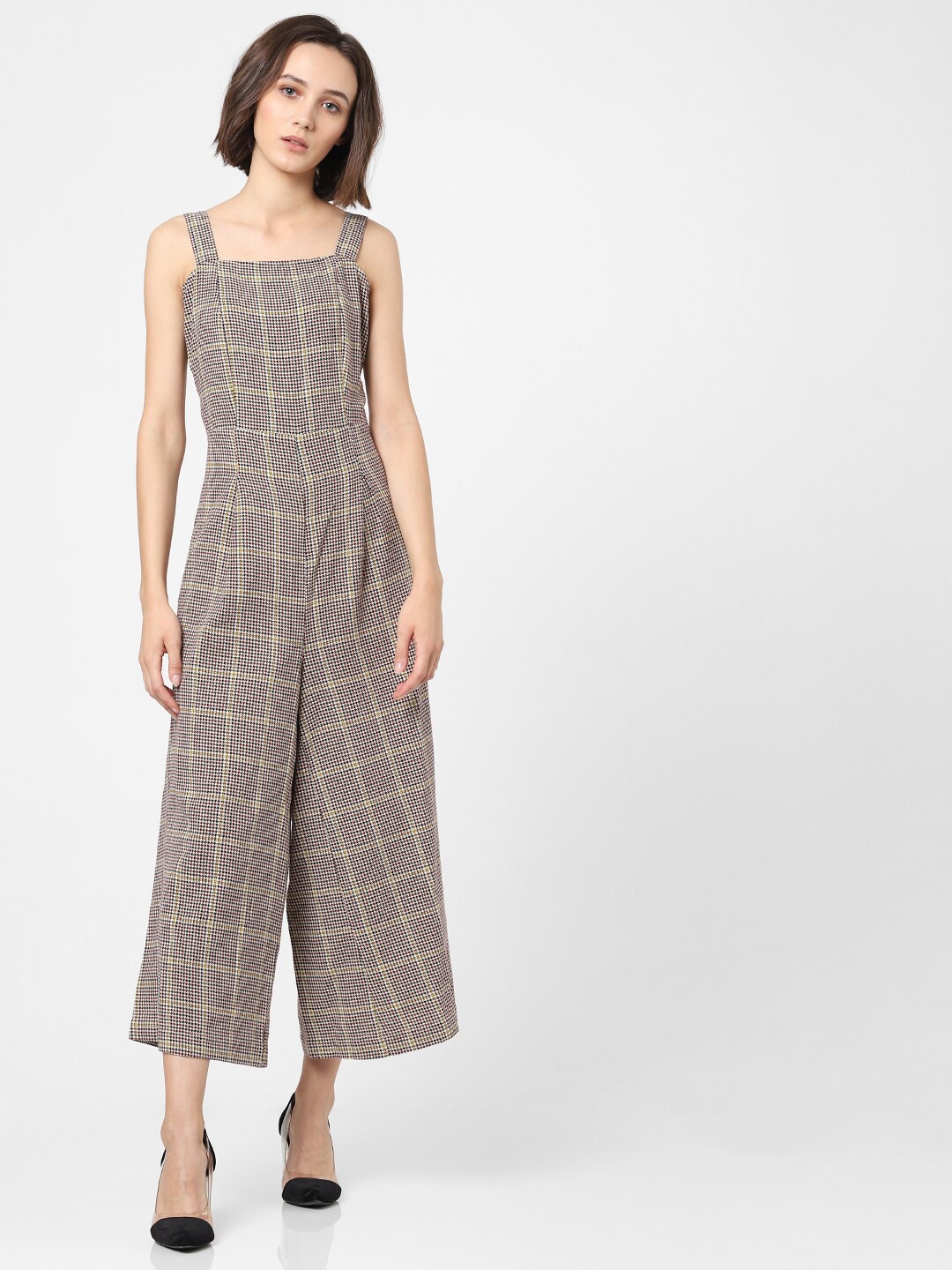 

ONLY Grey & Black Checked Basic Jumpsuit