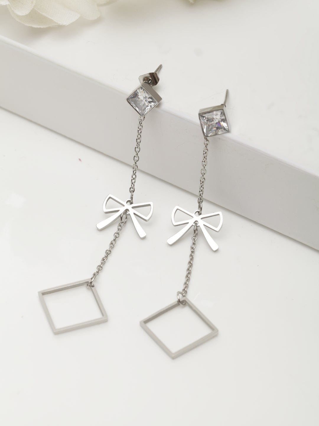 

AVANT-GARDE PARIS Silver-Toned Geometric Drop Earrings