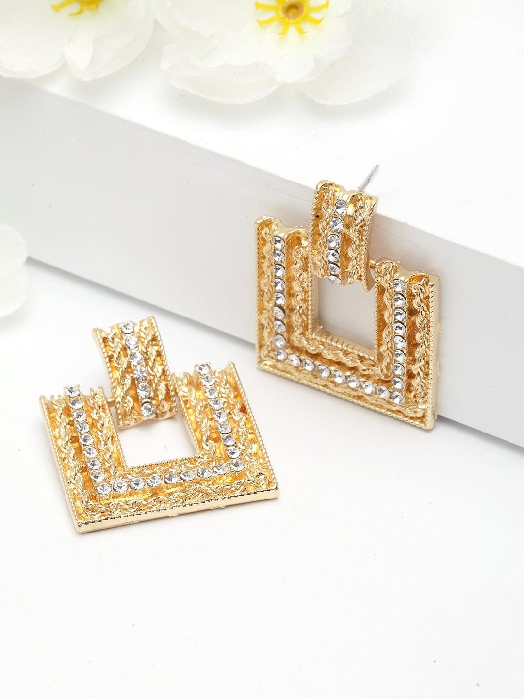 

AVANT-GARDE PARIS Gold-Toned Square Studs Earrings