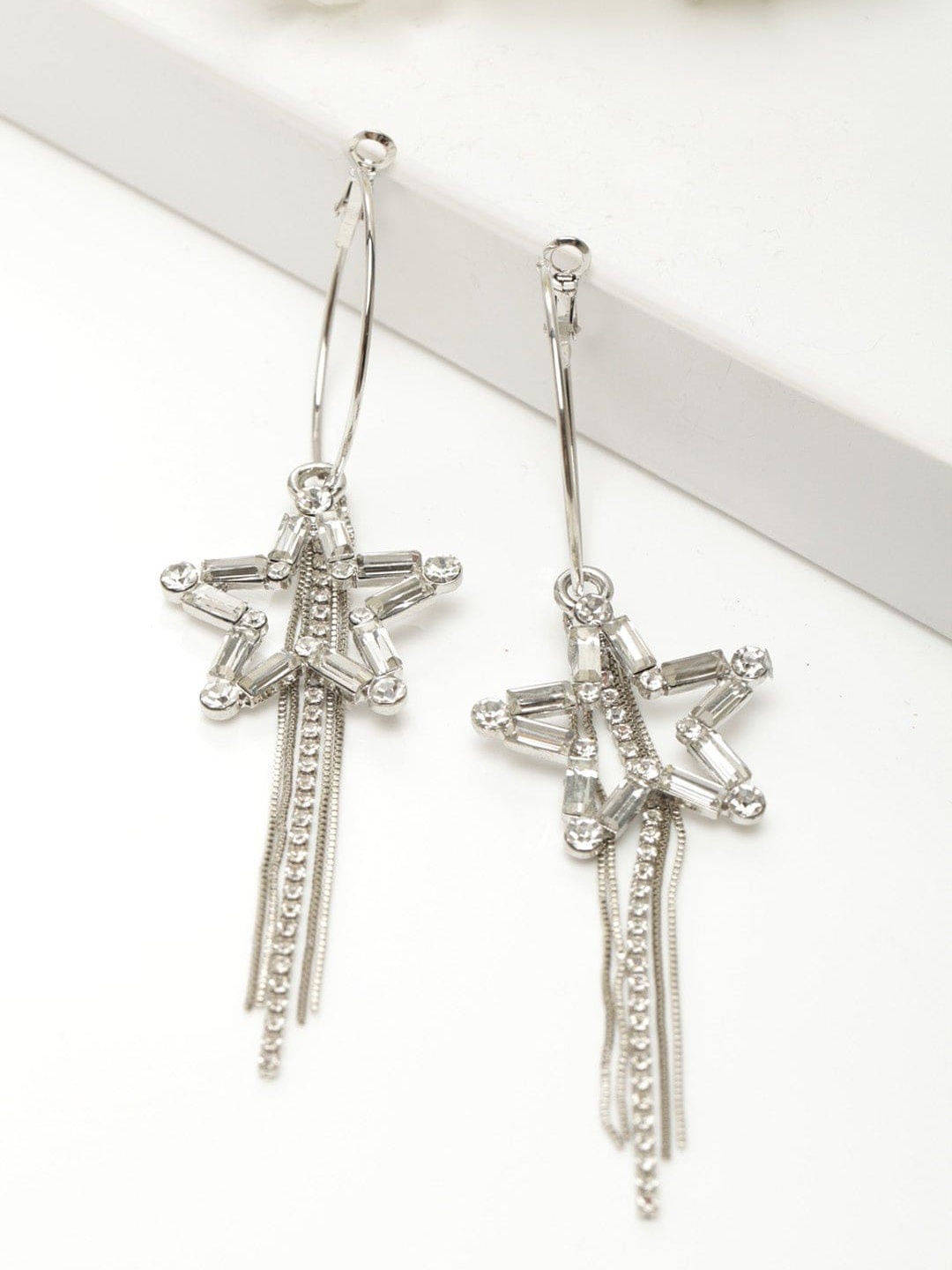 

AVANT-GARDE PARIS Silver-Toned Star Shaped Drop Earrings