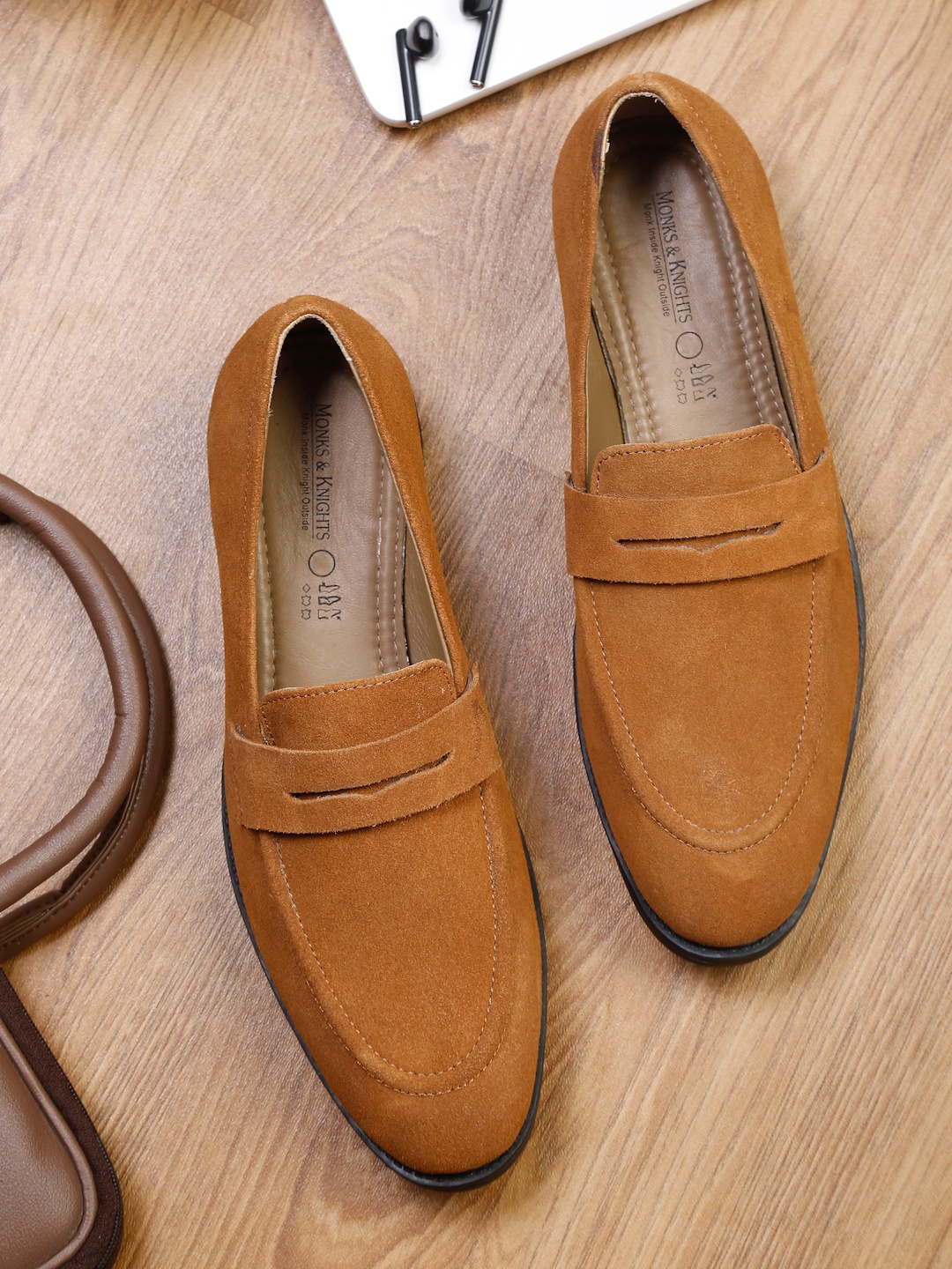 

MONKS & KNIGHTS Men Brown Suede Loafers