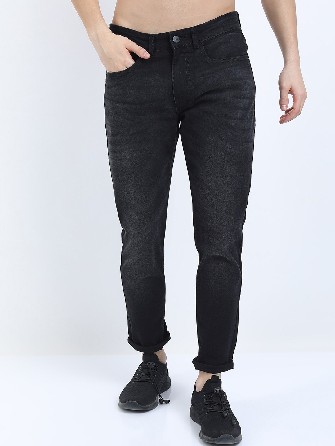 

KETCH Men Black Light Fade Stretchable Tapered Fit Jeans