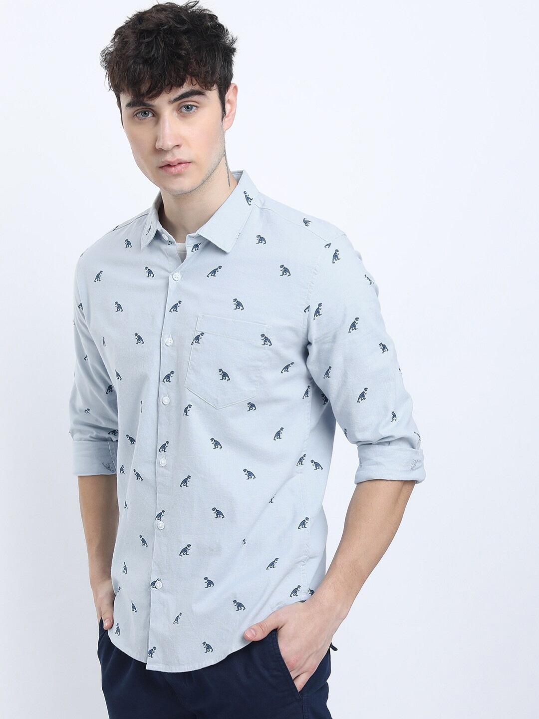 

KETCH Men Blue Slim Fit Conversational Printed Cotton Casual Shirt