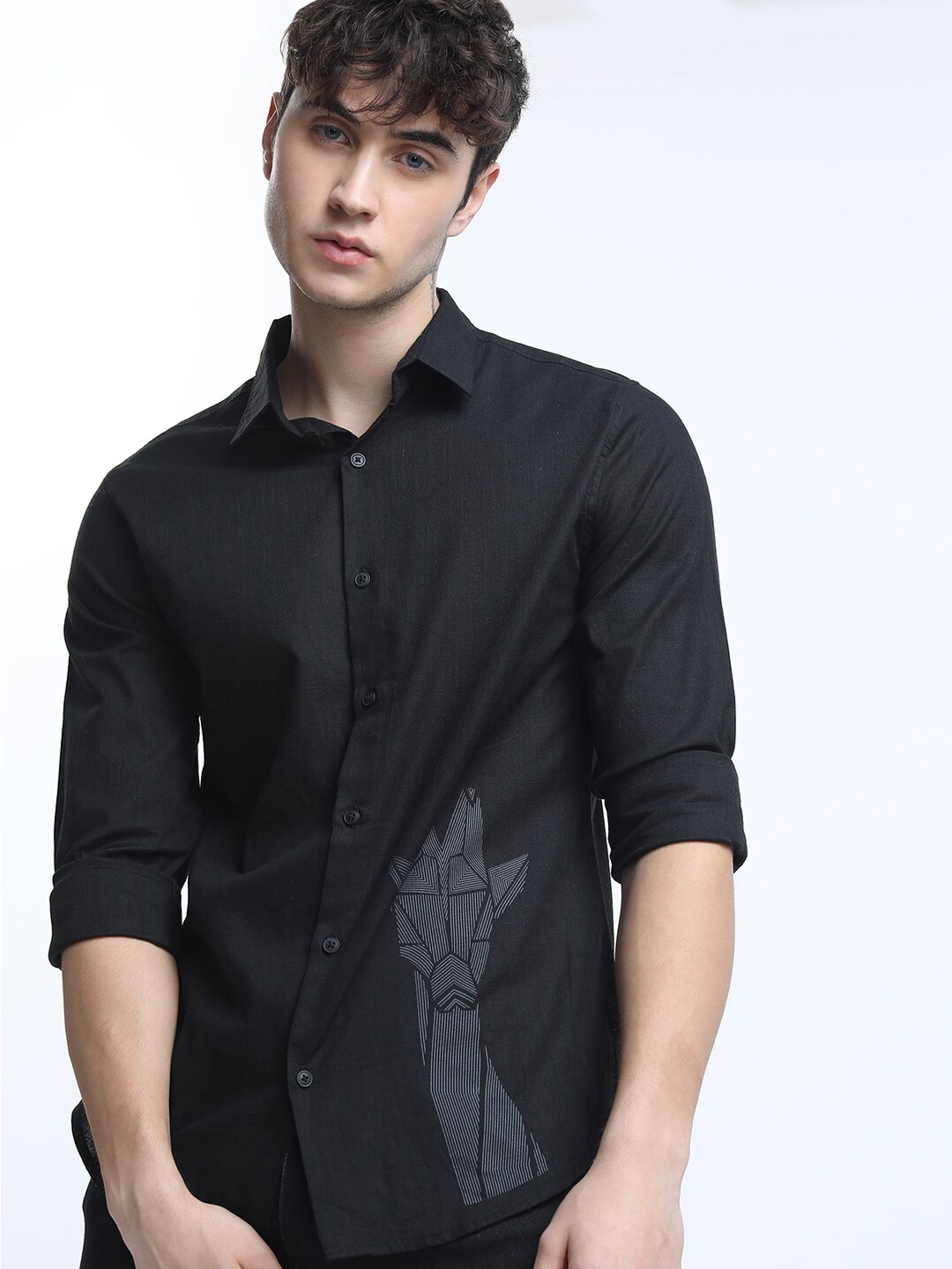 

KETCH Men Black Slim Fit Printed Casual Shirt