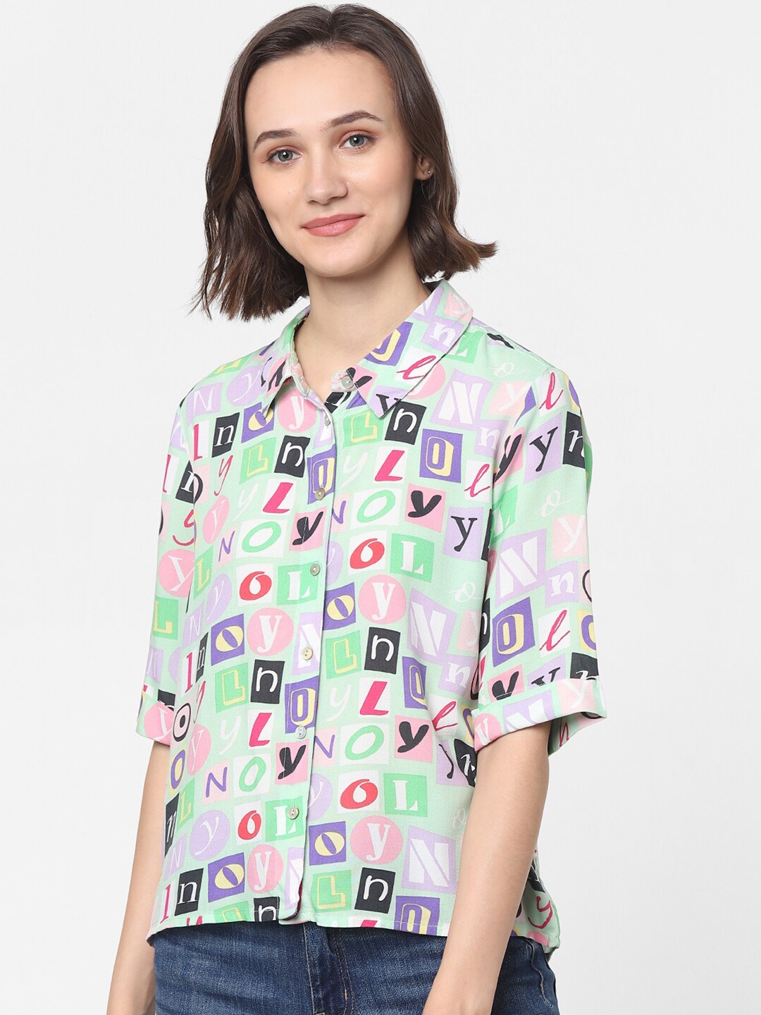 

ONLY Women Green Printed Casual Shirt