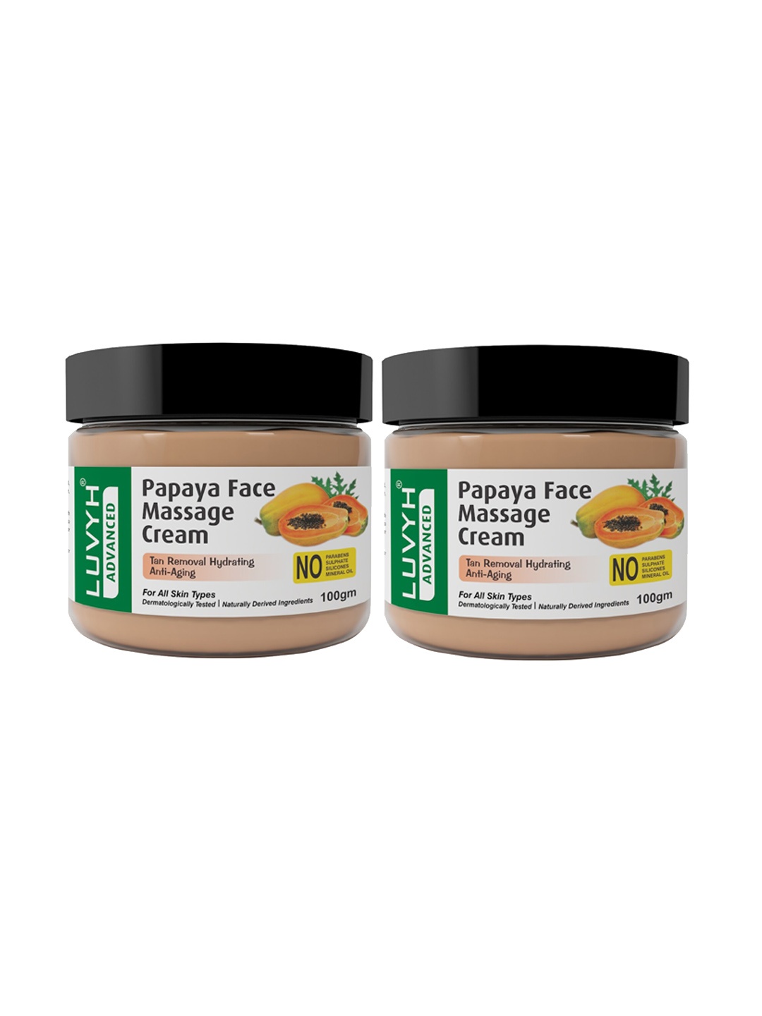 

LUVYH Set of 2 Papaya Face Massage Cream 100 g Each, Yellow