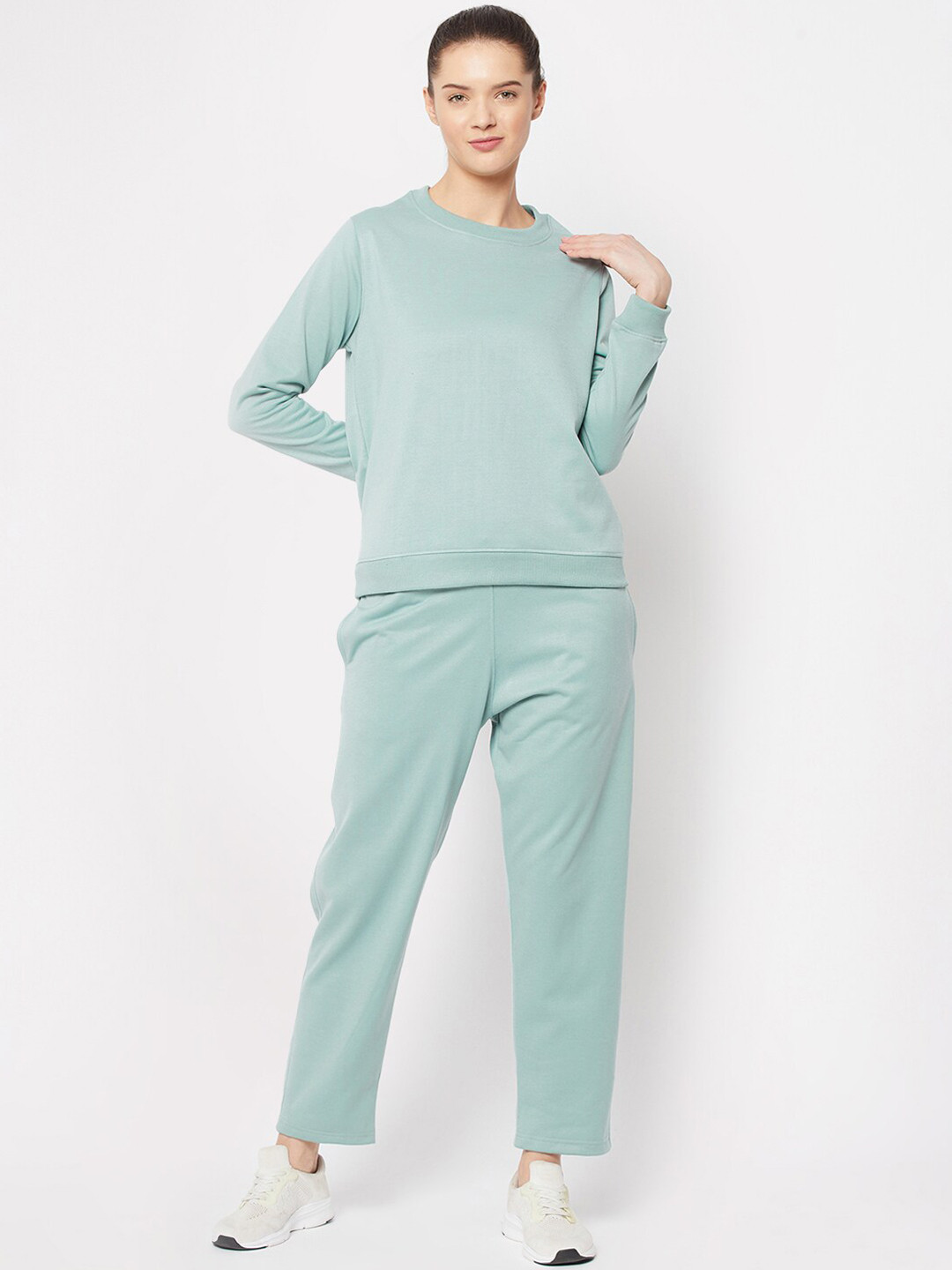 

FRENCH FLEXIOUS Men Sea Green Solid Tracksuit
