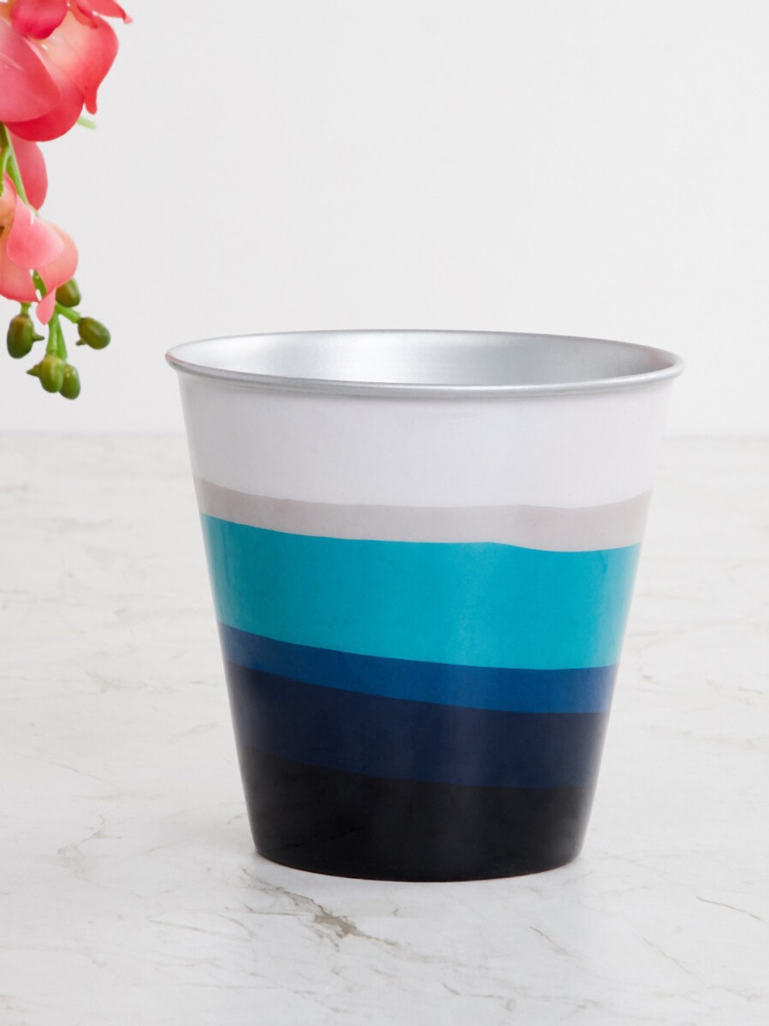 

Home Centre White & Blue Colourblocked Metal Floor Planter