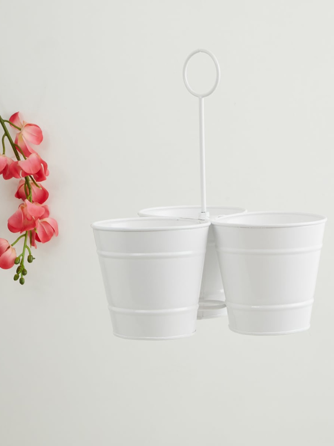 

Home Centre White Solid Metal Hanging Planter