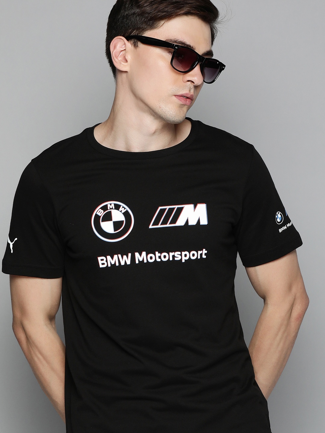 

PUMA Motorsport Men Black Brand Logo Motorsports T-shirt