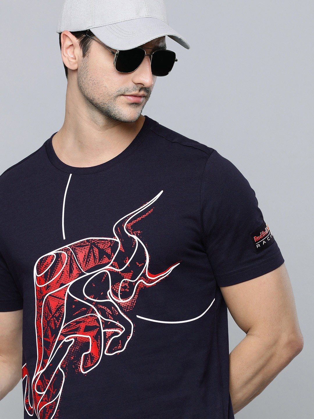 

PUMA Motorsport Men Navy Blue & Red Graphic Printed Pure Cotton Motorsport T-shirt