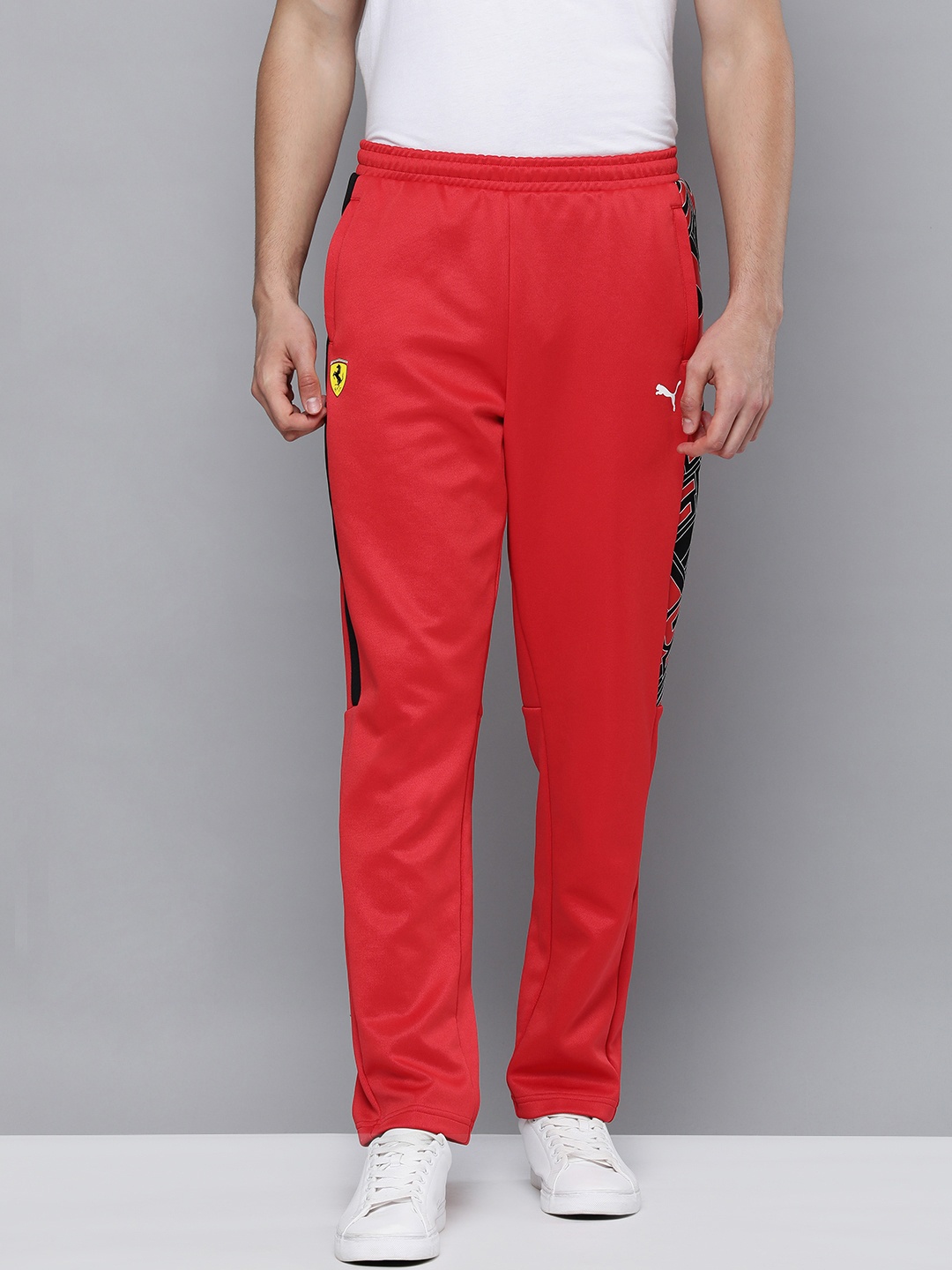 

PUMA Motorsport Men Red & Black Colourblocked Scuderia Ferrari Race T7 Motorsports Track Pants