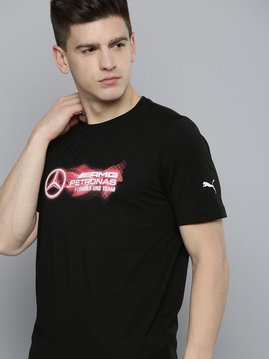 

PUMA Motorsport Men Black & Pink Graphic Printed Pure Cotton Casual T-shirt