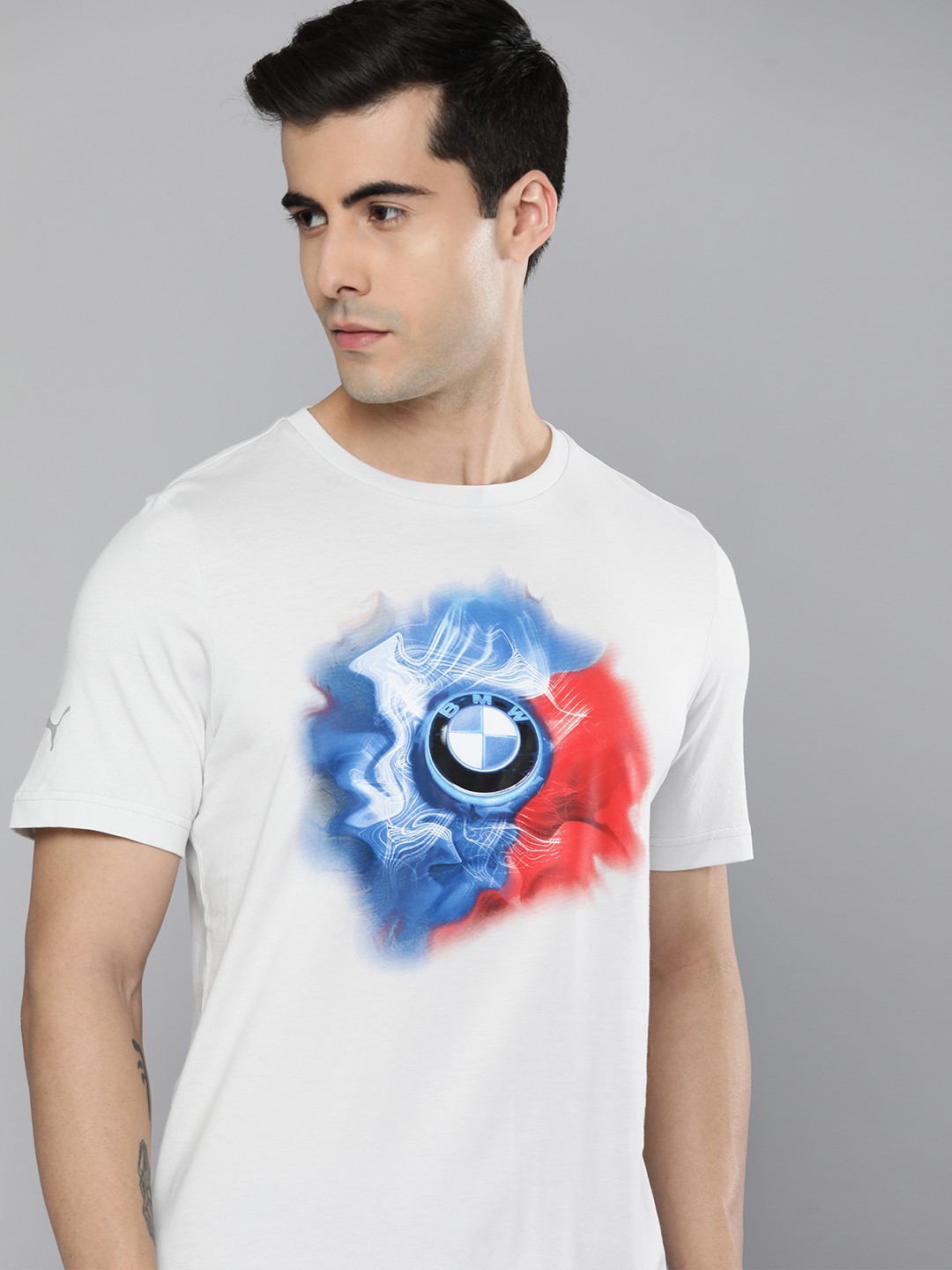 

PUMA Motorsport Men Grey Printed BMW M Nightride Pure Cotton MSP T-shirt