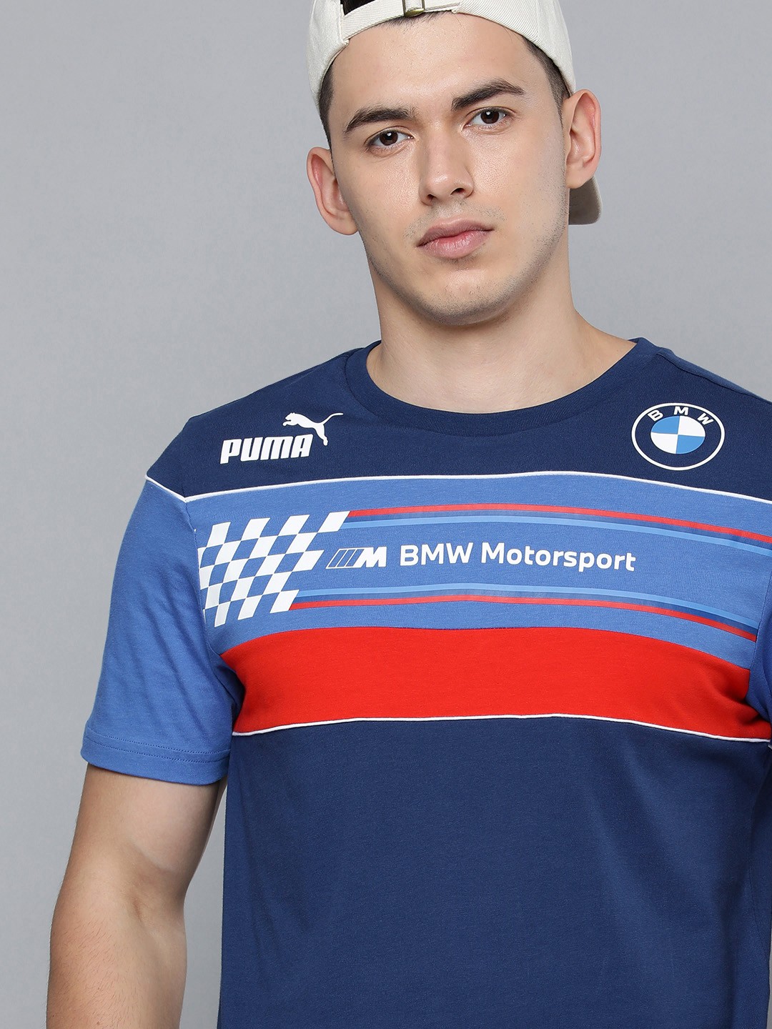 

PUMA Motorsport Men Blue & Red BMW Speed Driver Series Printed Motorsport T-shirt