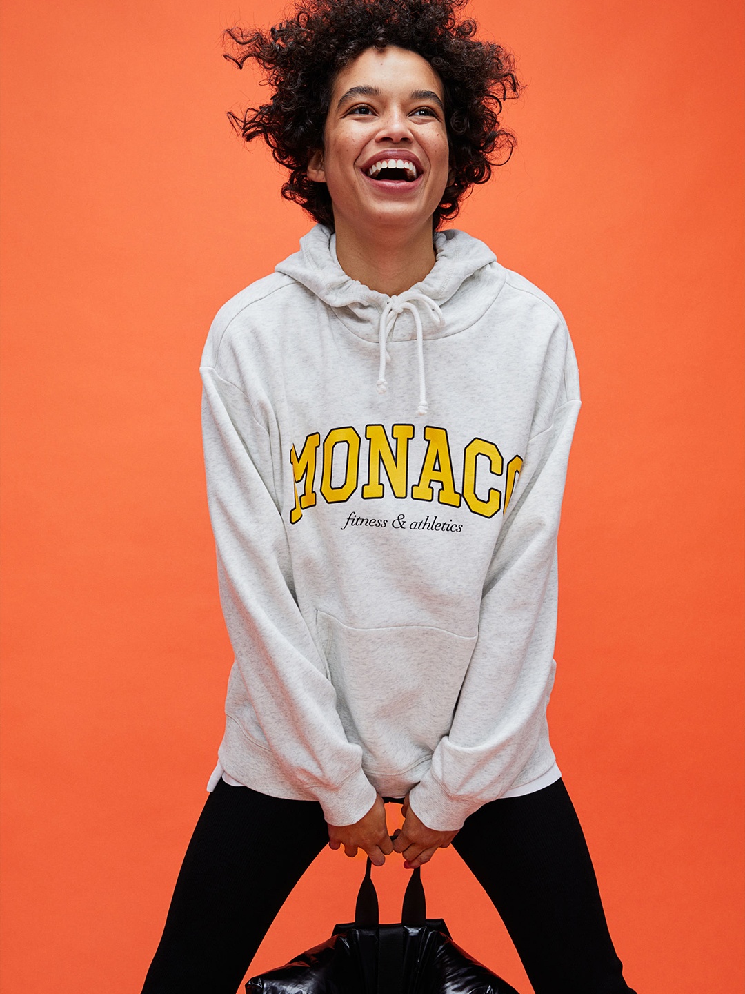 

H&M Women Grey & Yellow Printed Hoodie