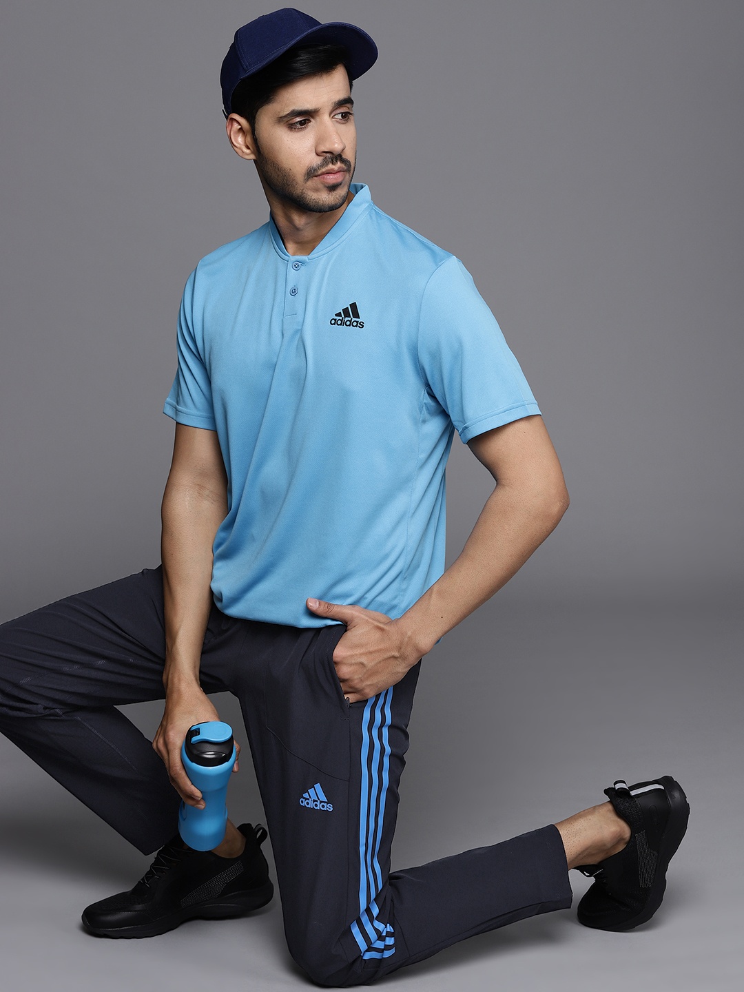 

ADIDAS Men Navy Blue M TI WV PT Solid Aeroready Training Sustainable Track Pants