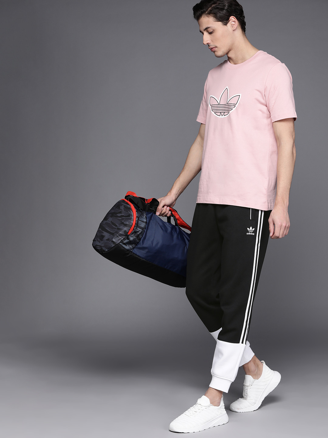 

ADIDAS Originals Men Black & White Colourblocked FLEECE SST Sustainable Joggers
