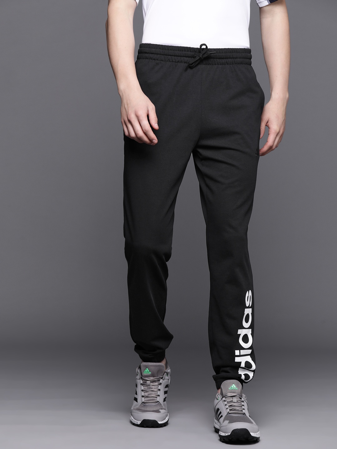 

ADIDAS Men Black Brand logo Printed Sustainable Track Pants