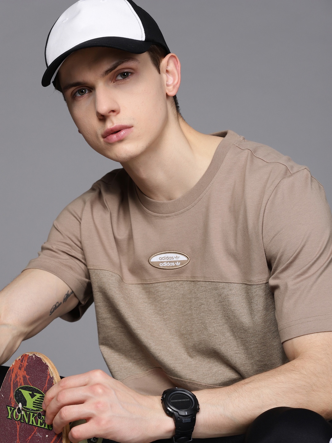 

ADIDAS Originals Men Beige Pure Cotton Sustainable T-shirt