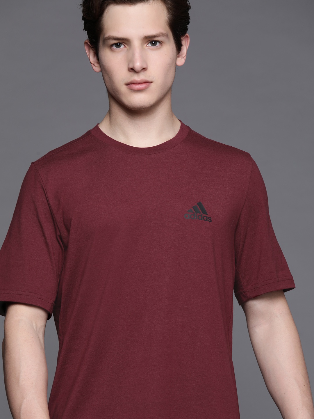 

ADIDAS Men Burgundy FR Solid Sustainable T-shirt