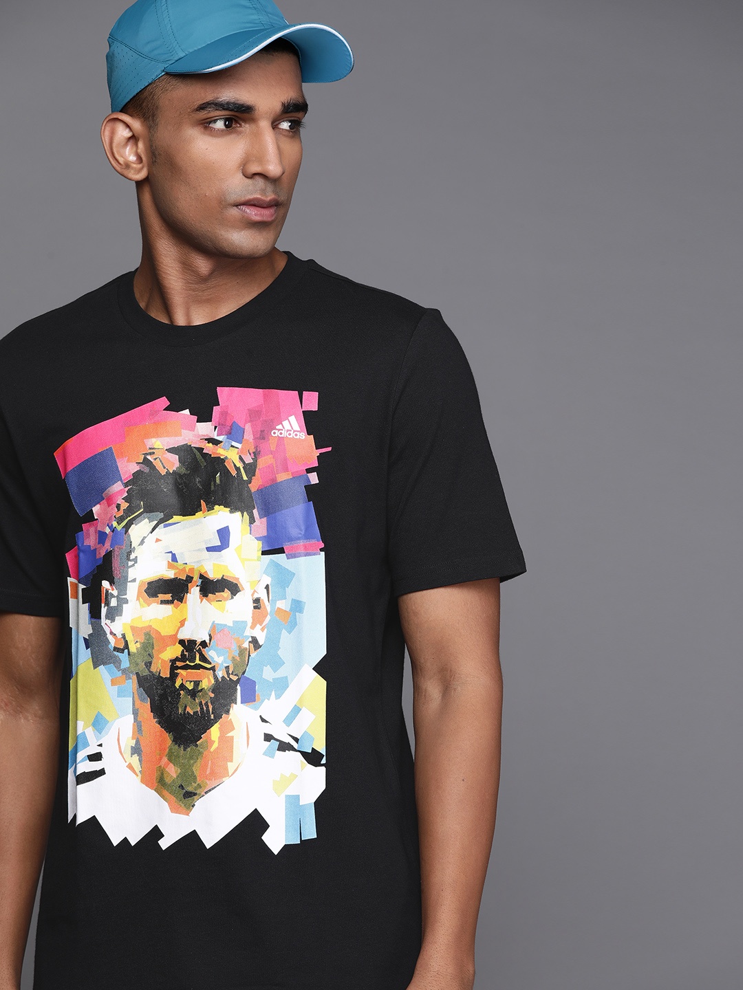 

ADIDAS Men Black & White Lionel Messi Printed Soccer T-shirt